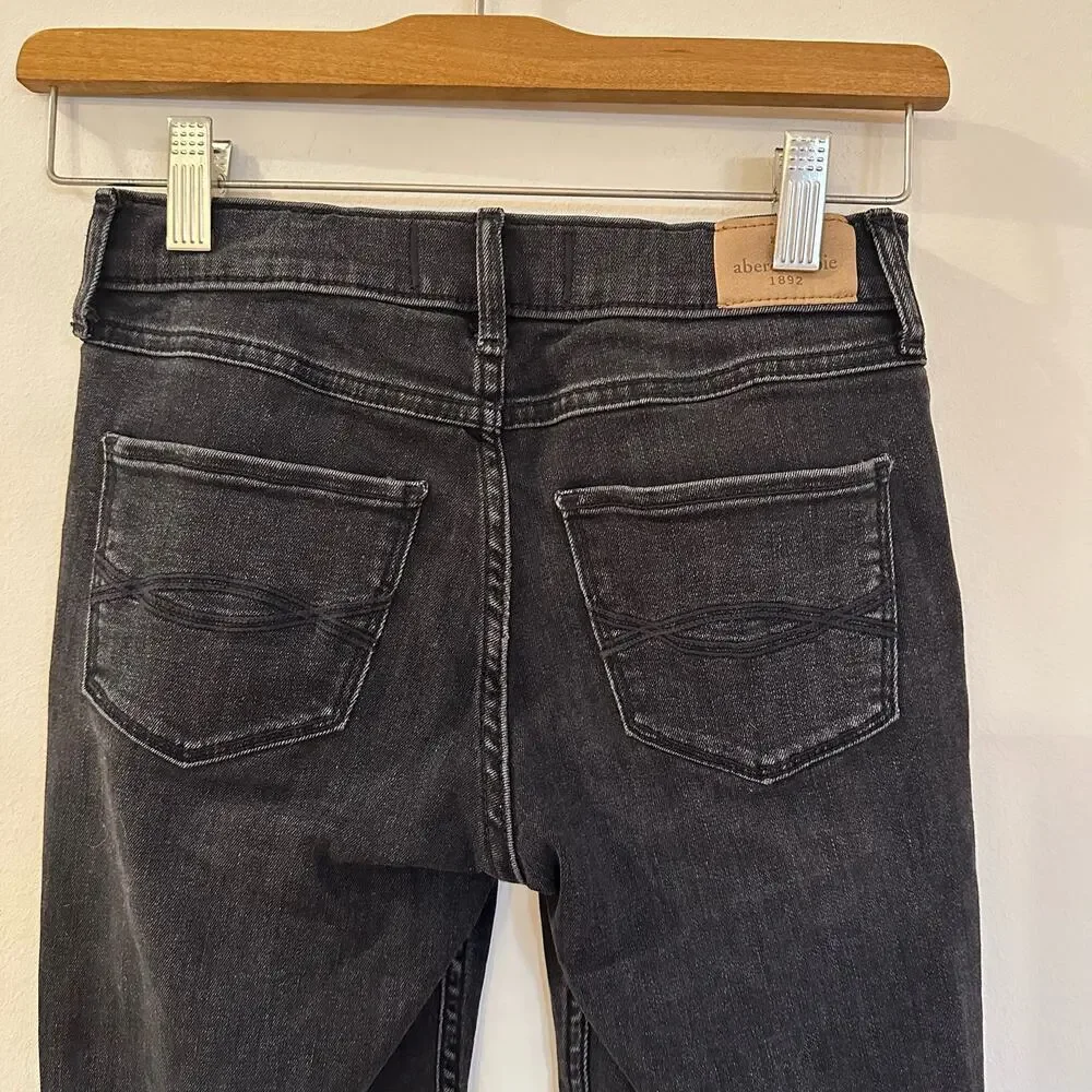 Abercrombie Kids High Rise Ankle Straight Jeans sz 11/12 SLIM Girls Black Jeans